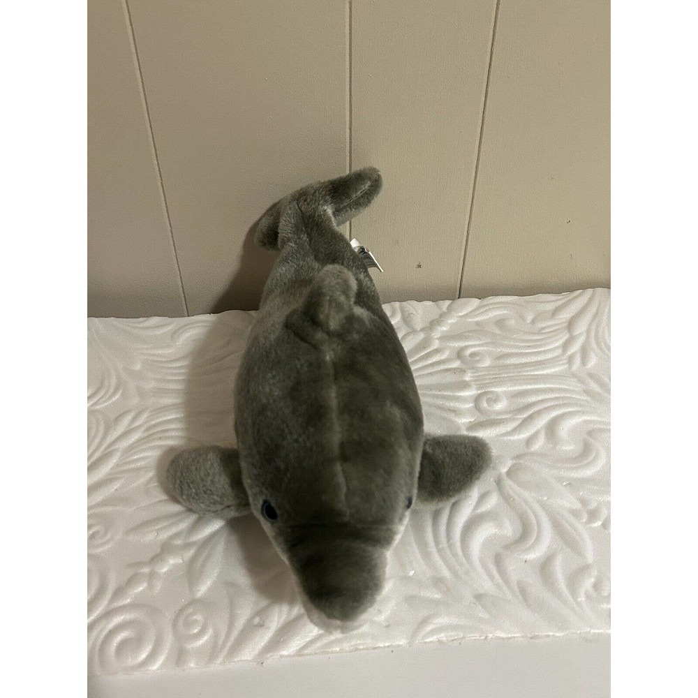 SEA WORLD Bottle Nose Dolphin Plush 13 Inch Gray & White Stuffed Marine Porpoise